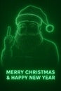Techno Christmas Theme with Glowing Santa Design Royalty Free Stock Photo