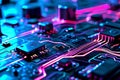 techno circuit board a stylized circuit board with glowing lines Royalty Free Stock Photo