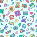 Techno And Culture Of Nineties Seamless Patterns