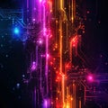 Techno digital neon circuits, abstract background