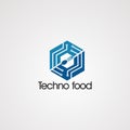 Techno food in box logo vector concept, icon, element, and template for company Royalty Free Stock Photo