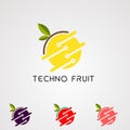 Techno fruit logo vector, icon, element, and template