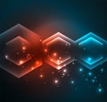 Techno glowing glass hexagons vector background Royalty Free Stock Photo
