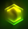 Techno glowing glass hexagons vector background