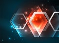 Techno glowing glass hexagons vector background Royalty Free Stock Photo