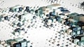 Techno high-tech background, geometry, cube, abstraction. 3d illustration, 3d rendering