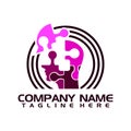 Techno human head vector logo concept illustration. Creative idea sign Royalty Free Stock Photo