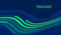 Techno image. Template with tech wave on dark blue. Vector graphics