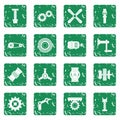 Techno mechanisms kit icons set grunge