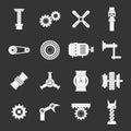 Techno mechanisms kit icons set grey vector