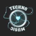 Techno music poster blue