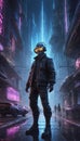 Techno Noir: Cyberpunk Hacker\'s Nocturnal Serenade. Generative AI