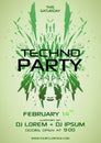Techno party vector flyer with green element