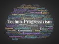 Techno progressivism Word Cloud. Core Concepts on Ethical Innovation and Progressive Technology Royalty Free Stock Photo