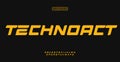 Techno race alphabet, sharp geometric letters, bold minimal italic font for energetic digital design, dynamic futuristic