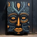 Techno Shamanism: Street Art Inspired By Ugandan Wooden Mask Royalty Free Stock Photo