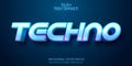 Techno text, neon style editable text effect