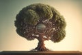 Techno tree of the future illustration generative ai