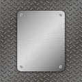 Techno vector illustration. Metal Background with plate and rivets. Royalty Free Stock Photo