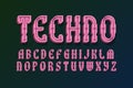 Techno volumetric alphabet. Urban 3d font. Isolated english alphabet