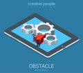 Technolofy business obstacle elimination flat 3d vector isometric Royalty Free Stock Photo