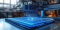 Technological advancement demonstrated through 3D printing process capturing precise detail in a modern workspace