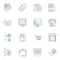 Technological aids linear icons set. Augmented, Virtual, Connected, Smart, Digital, Wireless, Automated line vector and