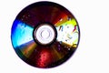 Technological background created with the photo of cd, the light accentuates the reflections coloring them. Royalty Free Stock Photo