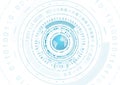 Technological background with globe design, circular elements and binary code Royalty Free Stock Photo