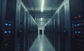 The technological background of servers in a data center is represented through a futuristic design, featuring multiple Royalty Free Stock Photo