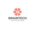 Technological brain logo template. Brain and circuit vector design