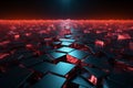 Technological brilliance Abstract 3D rendering with pixel triangles, glowing backdrop