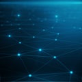 Technological connection in cloud computer, blue dot network, abstract background, Concept of Network Representing Royalty Free Stock Photo
