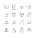 Technological content line icons collection. Robotics, Automation, Artificial intelligence, Big data, Cloud computing Royalty Free Stock Photo