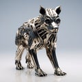 Technological Design: High Detailed Silver Wolf Metal Sculpture