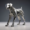 Technological Design: Silver Cowboy Dog Figurine With Multi-layered Geometry