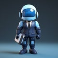 Technological Design: A Small Space Character In A Blue Suit