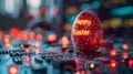 Technological Easter: Easter Eggs with Easter Greetings and Printed Circuit Boards, Symbol of Progress and Technological Future