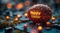 Technological Easter: Easter Eggs with Easter Greetings and Printed Circuit Boards, Symbol of Progress and Technological Future