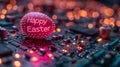 Technological Easter: Easter Eggs with Easter Greetings and Printed Circuit Boards, Symbol of Progress and Technological Future