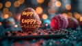 Technological Easter: Easter Eggs with Easter Greetings and Printed Circuit Boards, Symbol of Progress and Technological Future