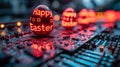 Technological Easter: Easter Eggs with Easter Greetings and Printed Circuit Boards, Symbol of Progress and Technological Future Royalty Free Stock Photo