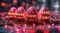 Technological Easter: Easter Eggs with Easter Greetings and Printed Circuit Boards, Symbol of Progress and Technological Future