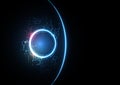 Technological encryption circuit eclipse system concept background vector Royalty Free Stock Photo