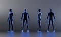 Technological human hologram of a male mannequin standing standing in straight t -pose - 3d anatomy artificial intelligence