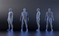 Technological human hologram of a male mannequin standing standing in straight t -pose - 3d anatomy artificial intelligence