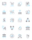 Technological innovation linear icons set. Disruption, Breakthrough, Disruptive, Cutting-edge, Piering, Futuristic