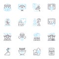 Technological innovation linear icons set. Disruption, Breakthrough, Disruptive, Cutting-edge, Piering, Futuristic