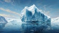 A technological oasis amidst the calm, blue ocean, this abstract image of an Antarctic iceberg represents the relentless Royalty Free Stock Photo