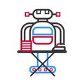 Technological robot housewife making ironing vector illustration in flat style